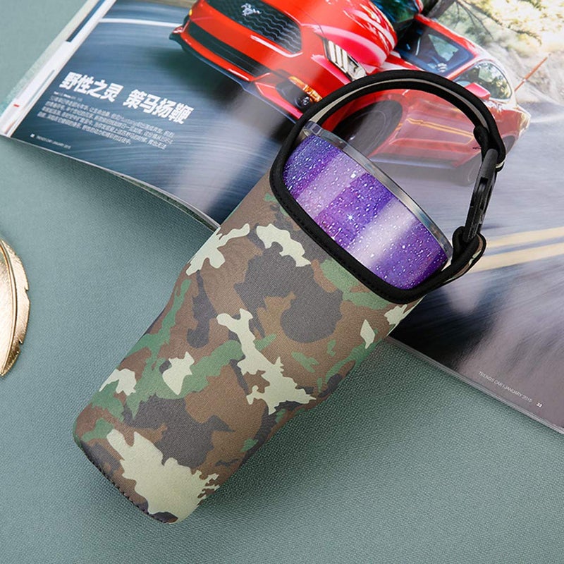 Gzingen 4 Pack Tumbler Carrier Holder with Shoulder Strap,for 30oz Travel Insulated Tumbler Coffee Cup,Water Bottle Carrier with Strap Portable Neoprene Sleeve Water Bottles Cup Carrier Pouch - Image 5